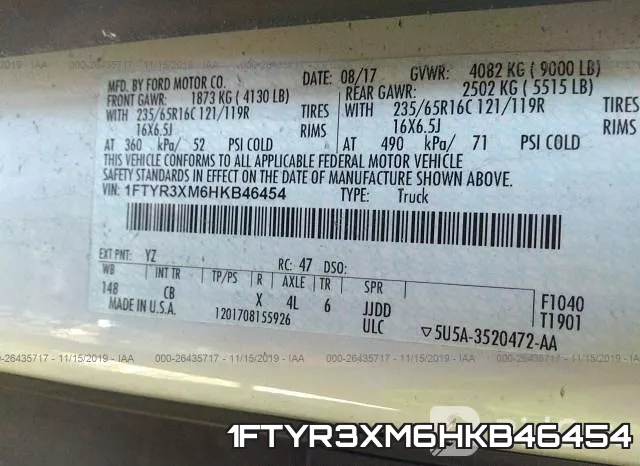 1FTYR3XM6HKB46454 фото 10