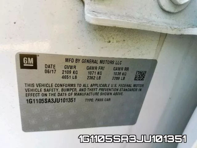 1G1105SA3JU101351 фото 2