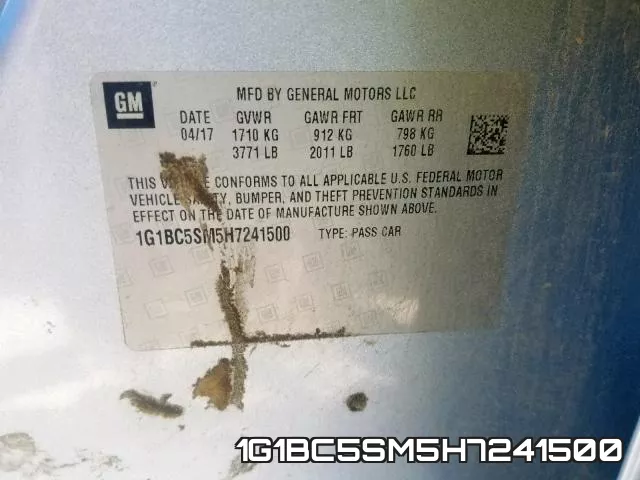 1G1BC5SM5H7241500 фото 2