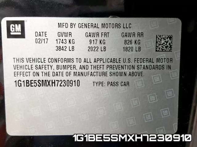 1G1BE5SMXH7230910 фото 2