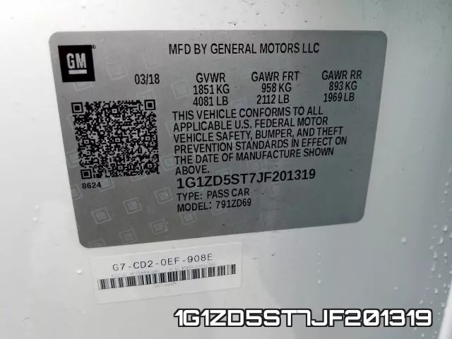 1G1ZD5ST7JF201319 фото 2