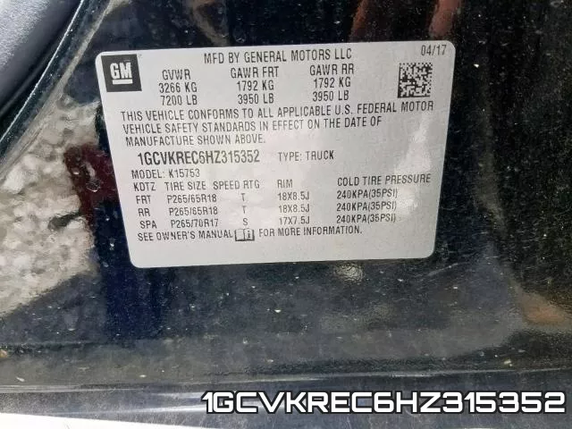 1GCVKREC6HZ315352 фото 2