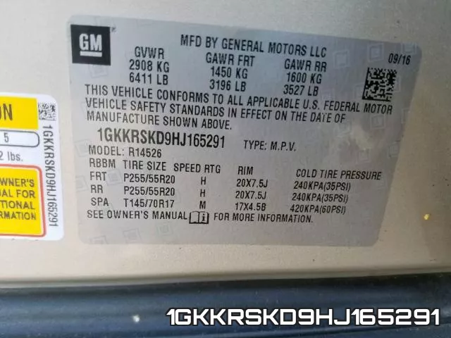 1GKKRSKD9HJ165291 фото 2
