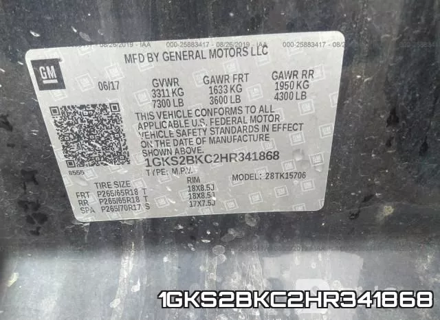 1GKS2BKC2HR341868 фото 10