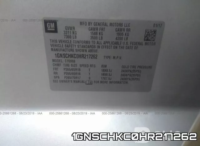 1GNSCHKC0HR217262 фото 10