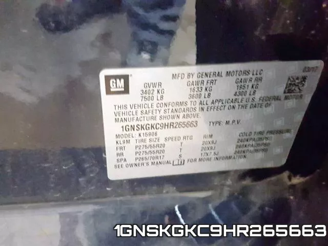 1GNSKGKC9HR265663 фото 2