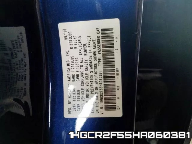 1HGCR2F55HA060381 фото 2