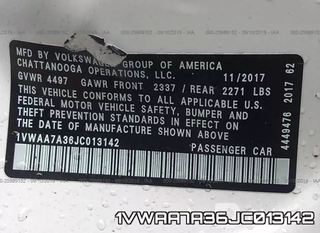 1VWAA7A36JC013142 фото 10