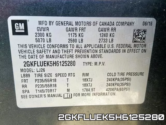 2GKFLUEK5H6125280 фото 2