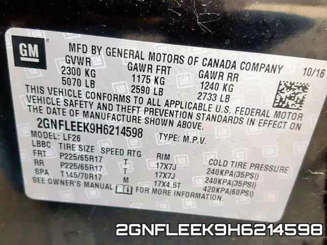 2GNFLEEK9H6214598 фото 2