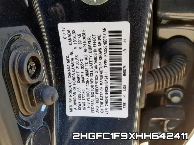 2HGFC1F9XHH642411 фото 2