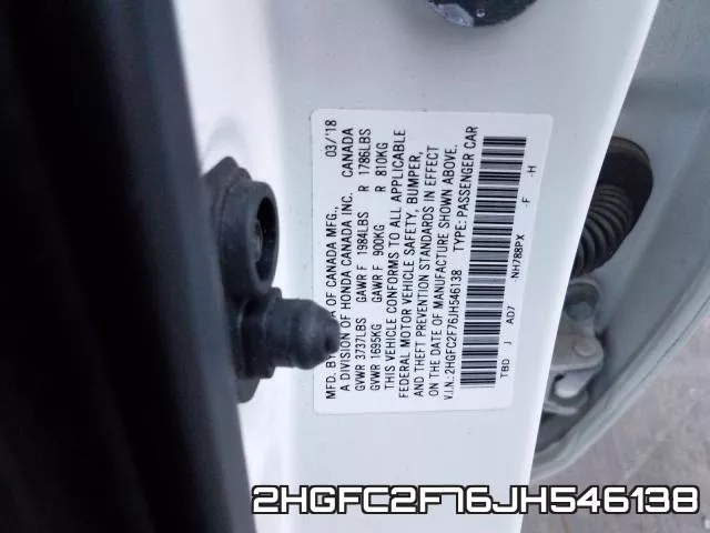 2HGFC2F76JH546138 фото 2