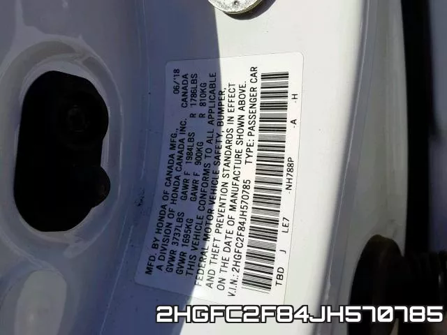 2HGFC2F84JH570785 фото 2