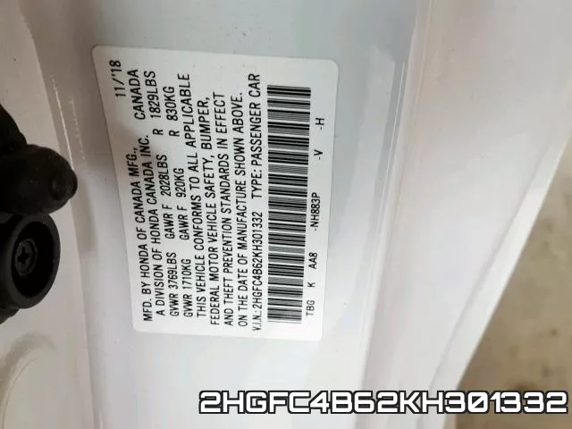 2HGFC4B62KH301332 фото 2