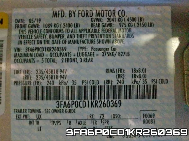 3FA6P0CD1KR260369 фото 2