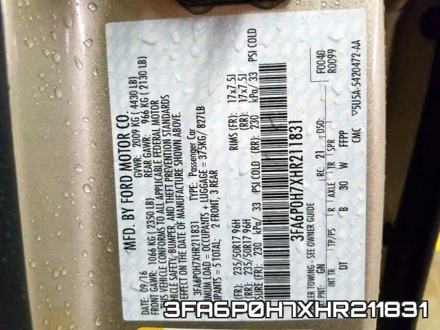 3FA6P0H7XHR211831 фото 2