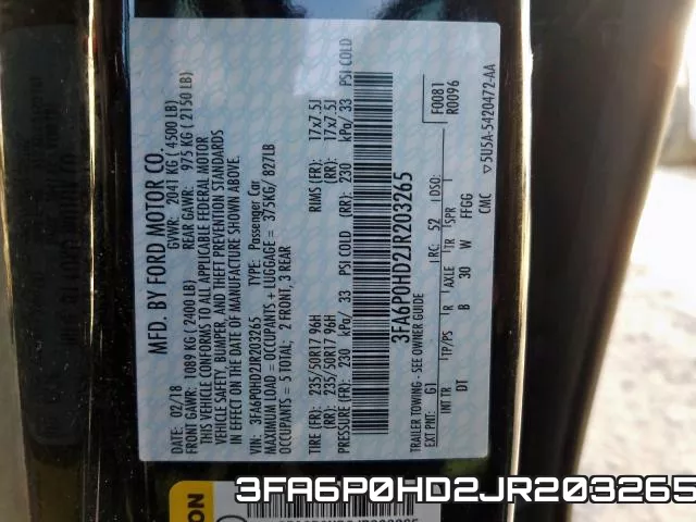 3FA6P0HD2JR203265 фото 2