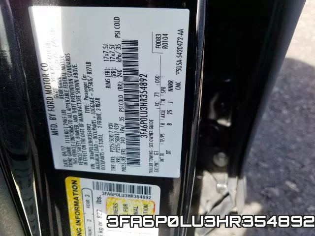 3FA6P0LU3HR354892 фото 2