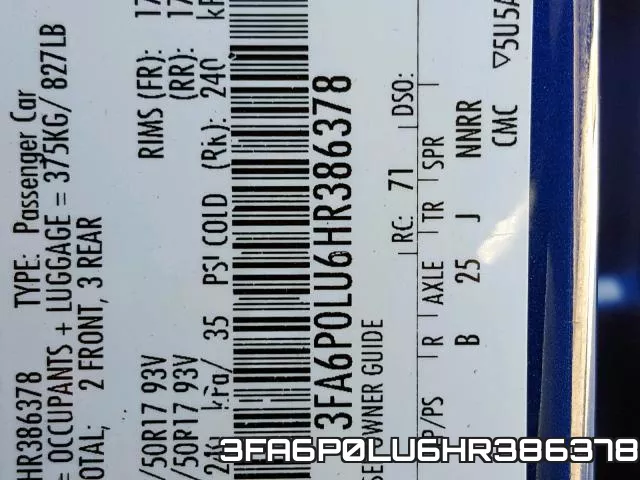 3FA6P0LU6HR386378 фото 2