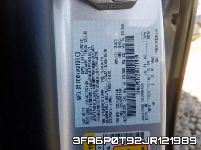 3FA6P0T92JR121989 фото 2
