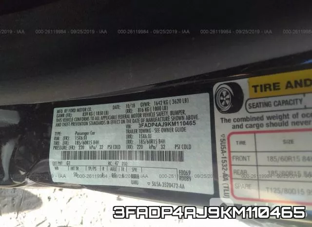 3FADP4AJ9KM110465 фото 10