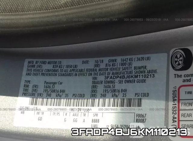 3FADP4BJ6KM110213 фото 10