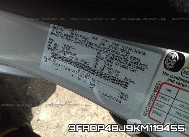 3FADP4BJ9KM119455 фото 10