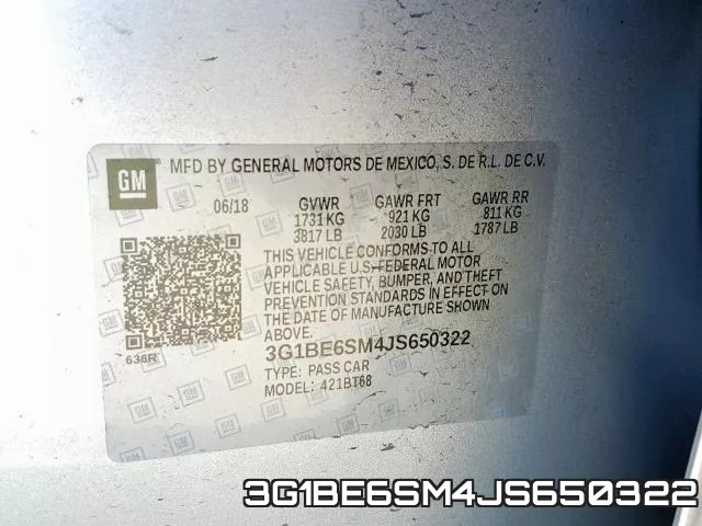 3G1BE6SM4JS650322 фото 2