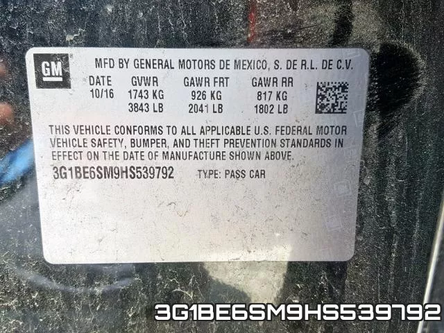 3G1BE6SM9HS539792 фото 2