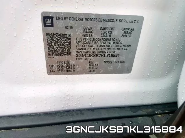 3GNCJKSB7KL316884 фото 2