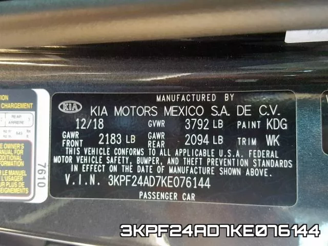 3KPF24AD7KE076144 фото 2