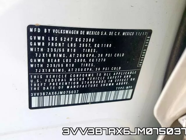 3VV3B7AX6JM075037 фото 2