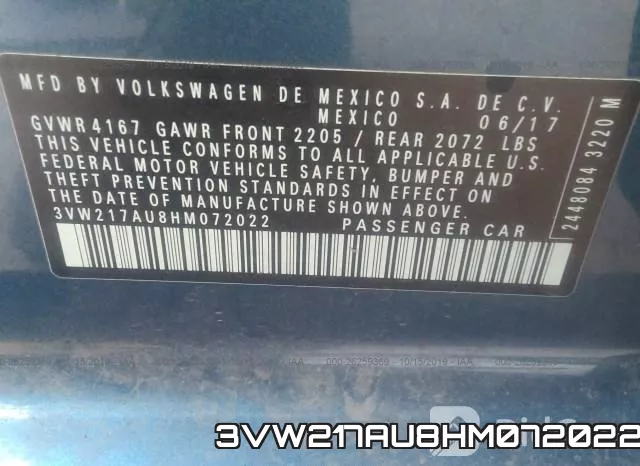 3VW217AU8HM072022 фото 10