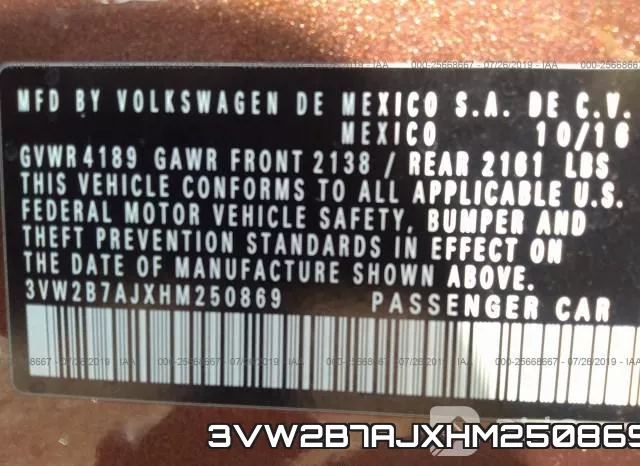 3VW2B7AJXHM250869 фото 10