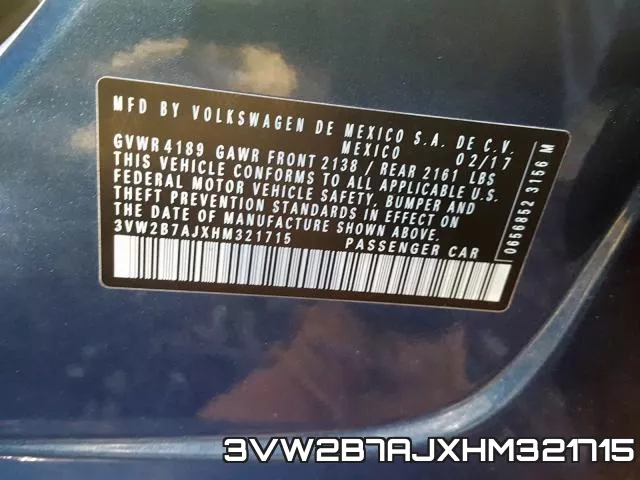 3VW2B7AJXHM321715 фото 2
