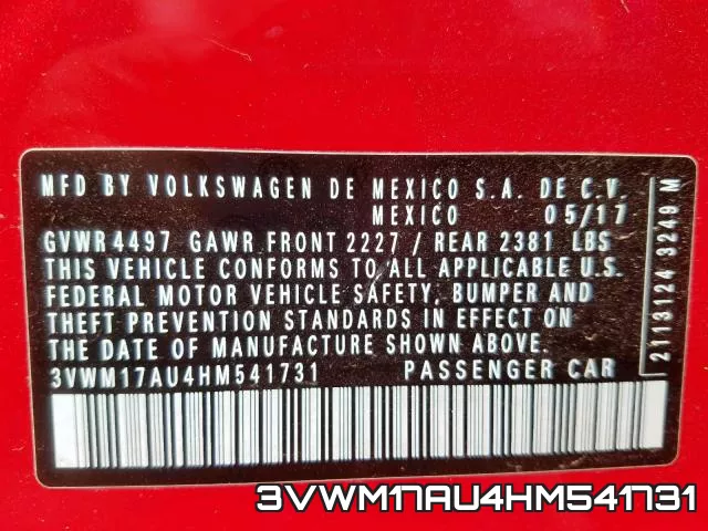 3VWM17AU4HM541731 фото 2