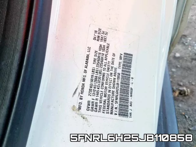 5FNRL6H25JB110858 фото 2