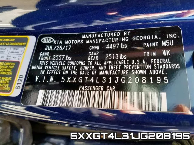 5XXGT4L31JG208195 фото 2