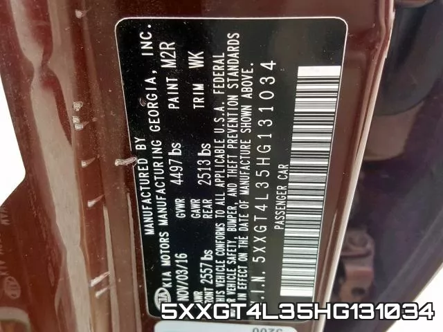 5XXGT4L35HG131034 фото 2
