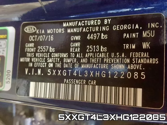 5XXGT4L3XHG122085 фото 2