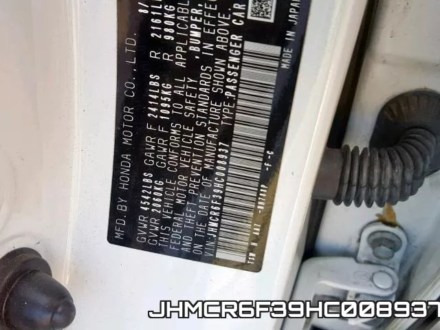JHMCR6F39HC008937 фото 2