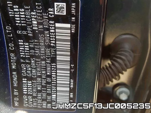 JHMZC5F13JC005235 фото 2