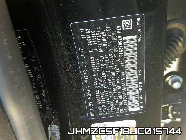 JHMZC5F18JC015744 фото 2