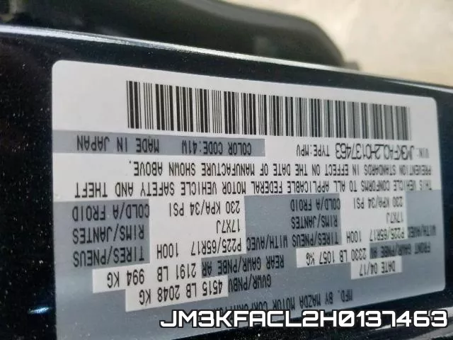 JM3KFACL2H0137463 фото 2