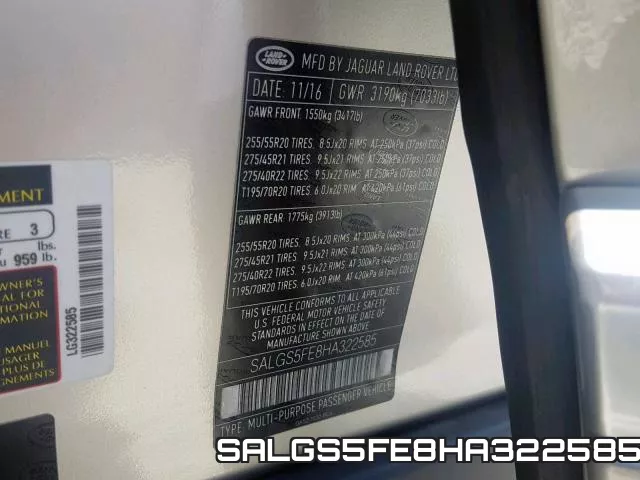 SALGS5FE8HA322585 фото 2