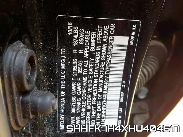 SHHFK7H4XHU404617 фото 2