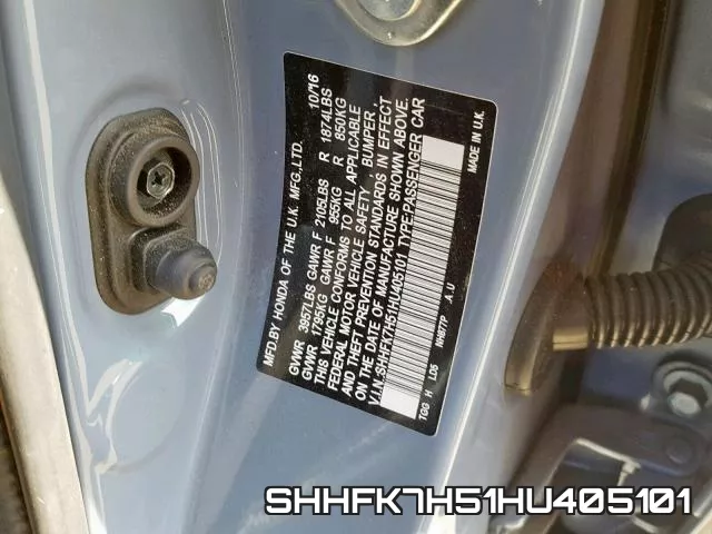 SHHFK7H51HU405101 фото 2