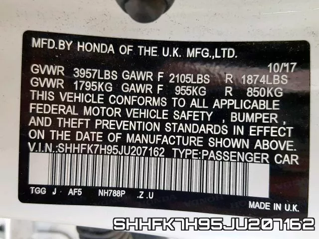 SHHFK7H95JU207162 фото 2