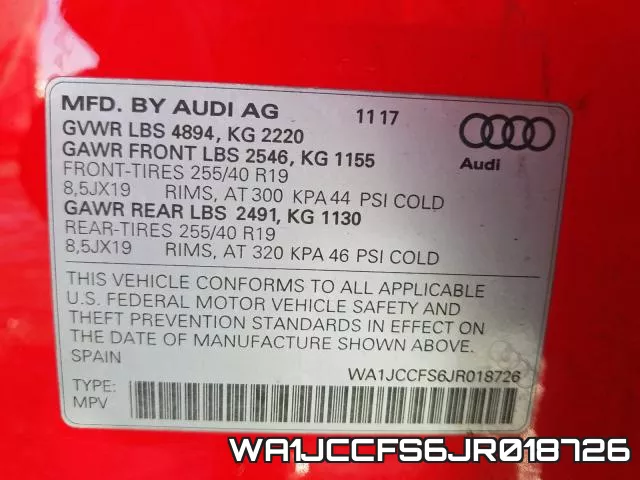 WA1JCCFS6JR018726 фото 2