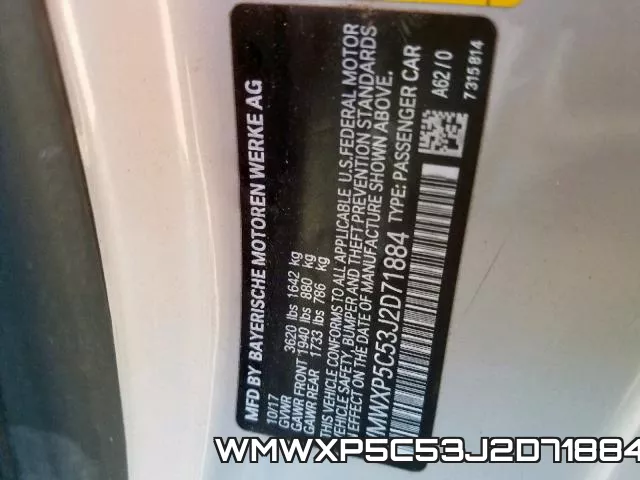 WMWXP5C53J2D71884 фото 2